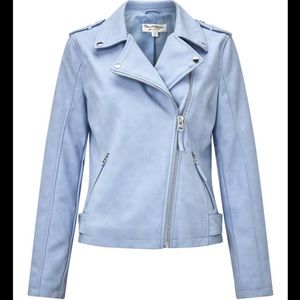 Miss Selfridge Blue Leather Jacket